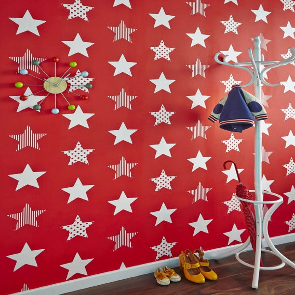 Superfresco Easy Kids' Superstar Star Print Red Wallpaper