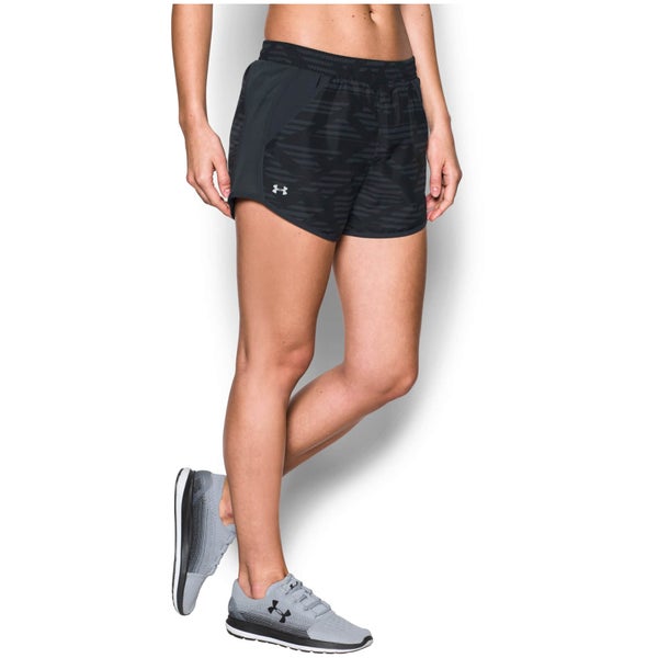 Under Armour Women's Fly By Printed Run Shorts - Black/Anthracite
