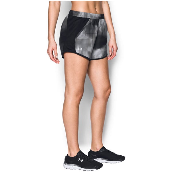 Under Armour Women's Fly By Printed Run Shorts - Black/Rhino Grey