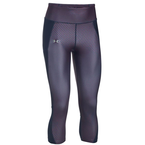 Under Armour Women's Fly-By Printed Run Capri Tights - Midnight Navy