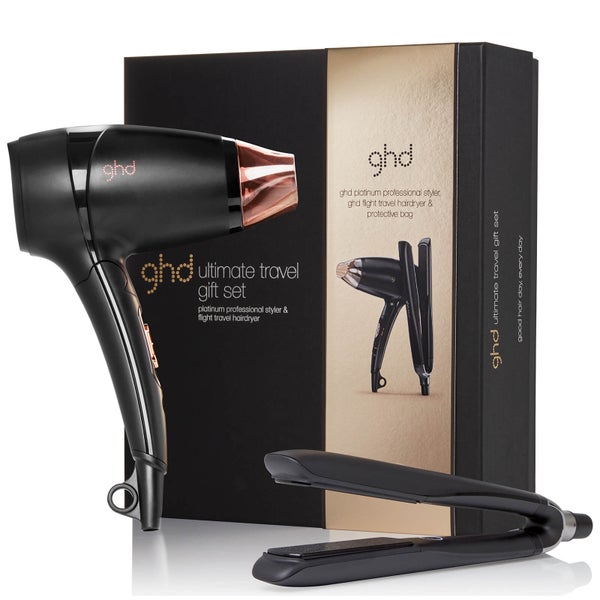 ghd Ultimate Travel ghd Platinum with ghd Flight Travel Hair Dryer Gift Set