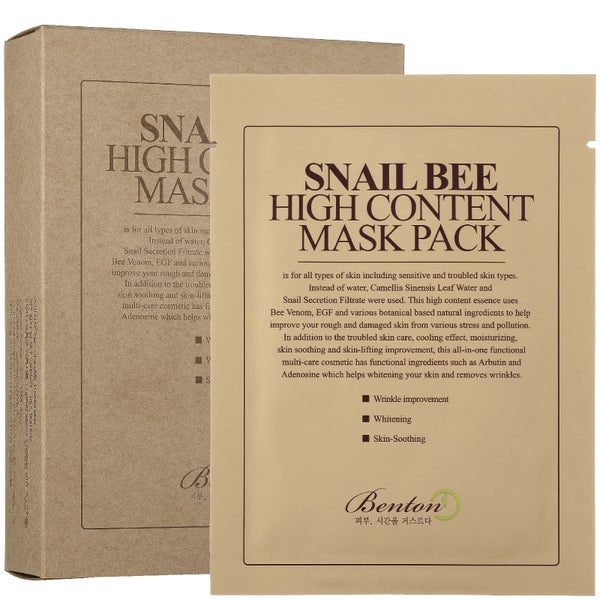 Маска с муцином улитки и ядом пчелы Benton Snail Bee High Content Mask Pack (набор из 10 шт.)
