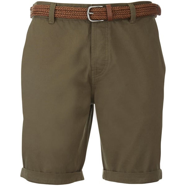 Threadbare Men's Belted Chino Shorts - Khaki