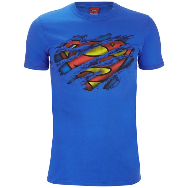 Superman Men's Torn Logo T-Shirt - Royal Blau