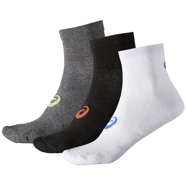 Asics 3 Pack Quarter Run Socks - Grey/Black/White