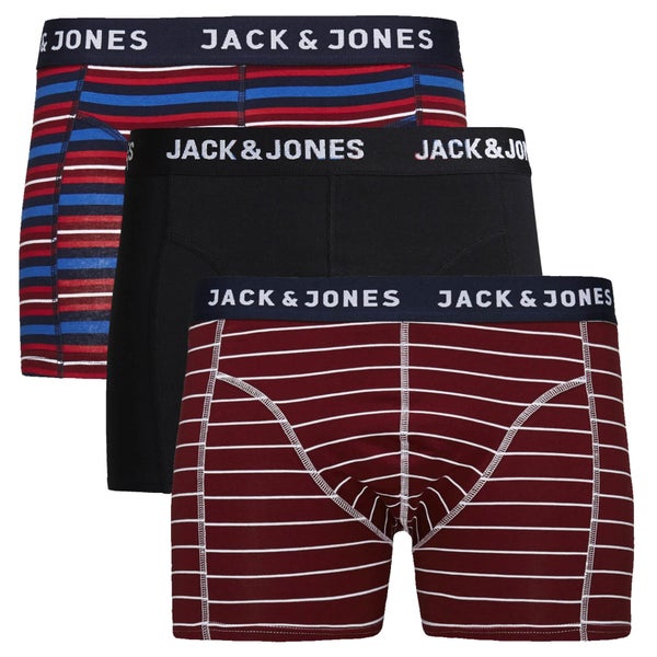 Jack & Jones Men's Will 3 Pack Boxers - Burgundy/Black