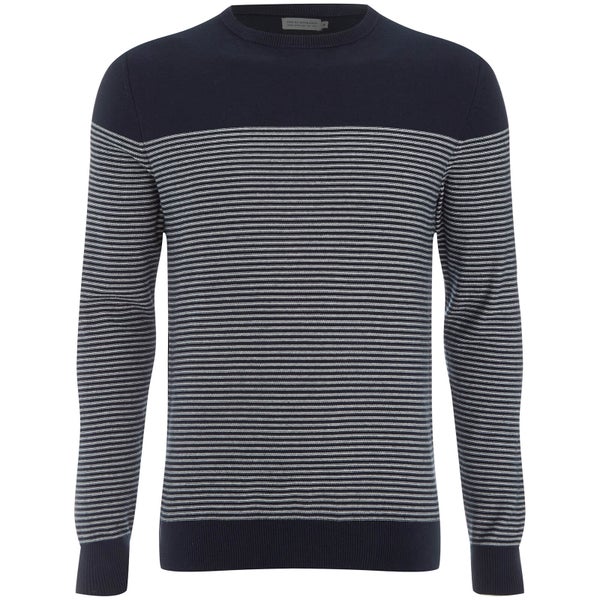 Pull Homme Core Boost Rayures Jack & Jones - Bleu Marine et Blanc