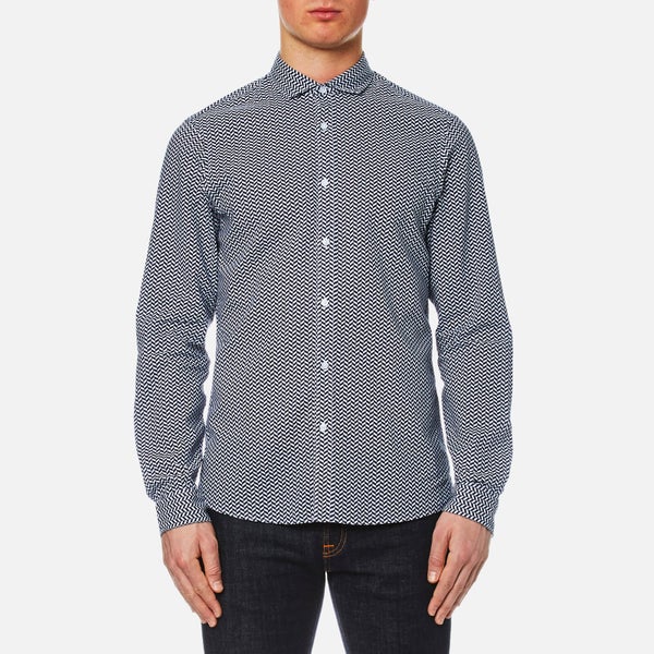 Michael Kors Men's Slim Long Sleeve Mk Collar Shirt - Midnight Blue