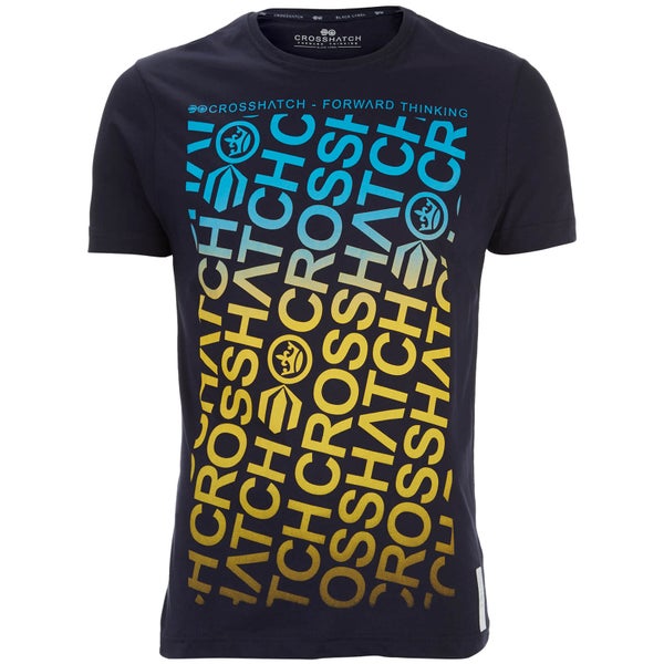 T-Shirt Homme Noremac Faded Logo Crosshatch -Bleu Nuit