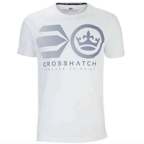 T-Shirt Homme Briscoe Logo Crosshatch -Blanc