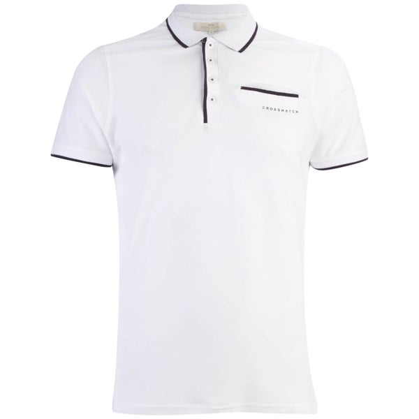 Crosshatch Men's Pinback Arm Logo Polo Shirt - White