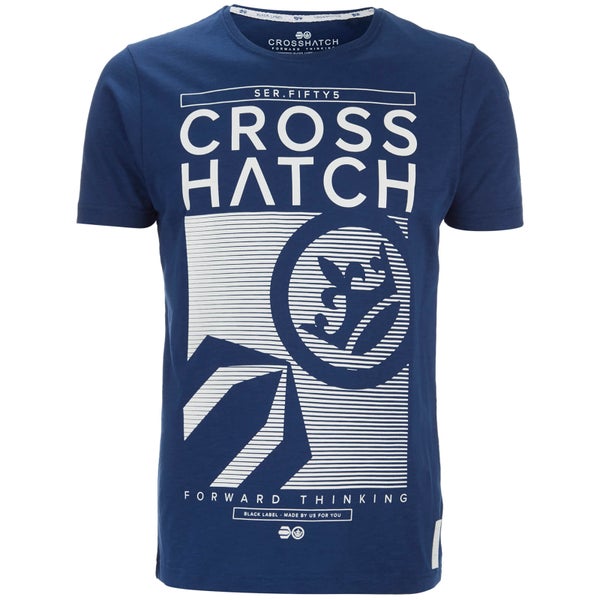 Crosshatch Herren Kilo Textured T-Shirt - Estate Blue