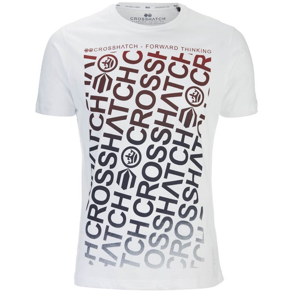 Crosshatch Herren Noremac Faded Logo Print T-Shirt - White