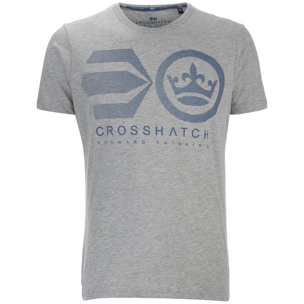 T-Shirt Homme Briscoe Logo Crosshatch -Gris