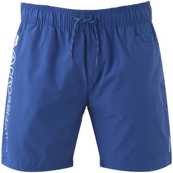 Crosshatch Men's Jennis Logo Swim Shorts - Monaco Blue