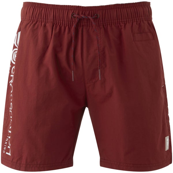 Crosshatch Men's Jennis Logo Swim Shorts - Pomegranate Red