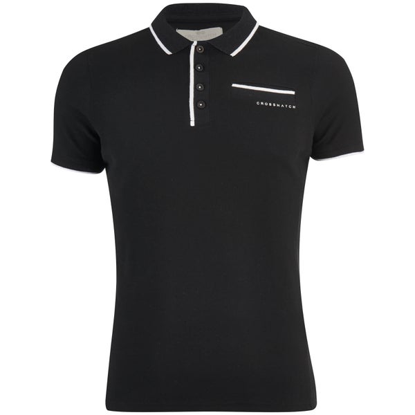 Crosshatch Men's Pinback Arm Logo Polo Shirt - Black