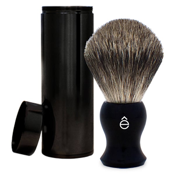 eShave Finest Badger Travel Brush with Canister - Black