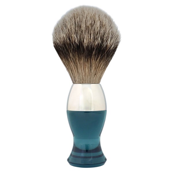 Pincel de Barbear com Pelos de Texugo Silvertip e Cabo Curto em Níquel da eShave - Azul