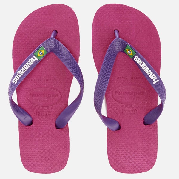 Havaianas Kids' Brasil Logo Flip Flops - Raspberry Rose/New Purple