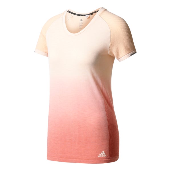 adidas Women's Primeknit Wool Dip-Dye Running T-Shirt - Easy Coral