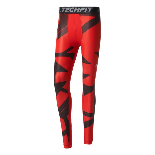 adidas Men's TechFit Climachill Graphic Tights - Scarlet