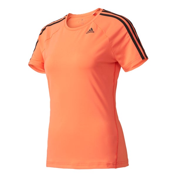 adidas Women's D2M 3 Stripe T-Shirt - Easy Coral