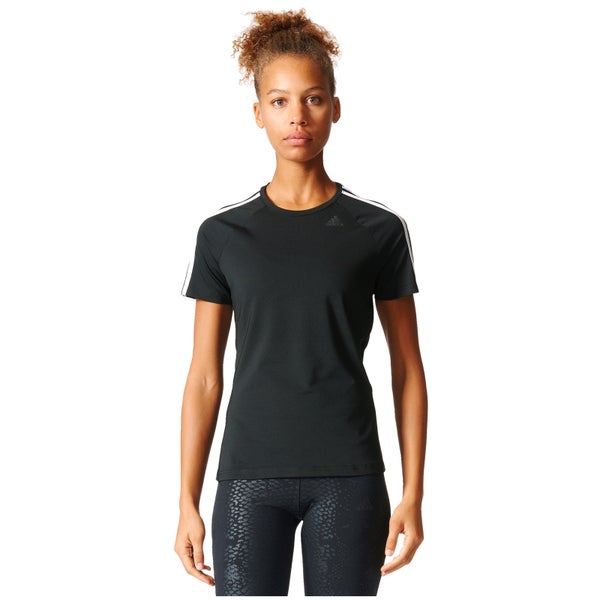 adidas Women's D2M 3 Stripe T-Shirt - Black