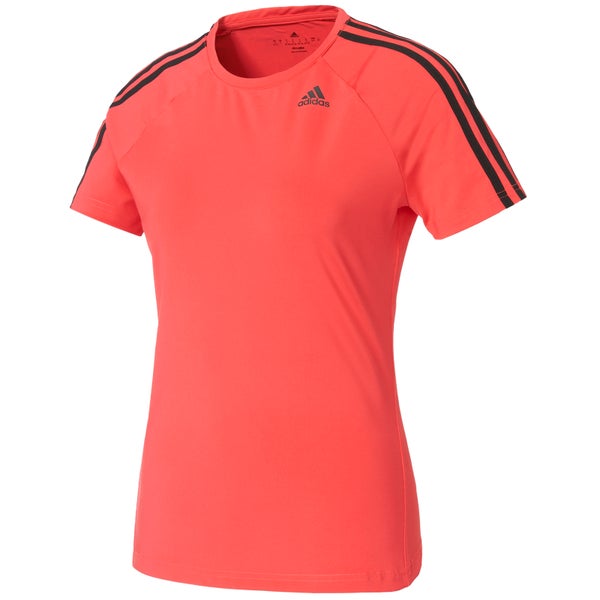 adidas Women's D2M 3 Stripe T-Shirt - Core Pink