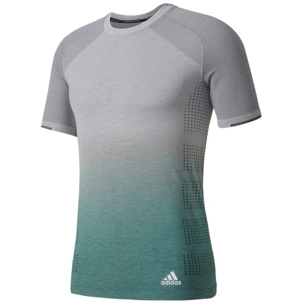 adidas Men's Primeknit Wool Dip-Dye Running T-Shirt - Grey Heather