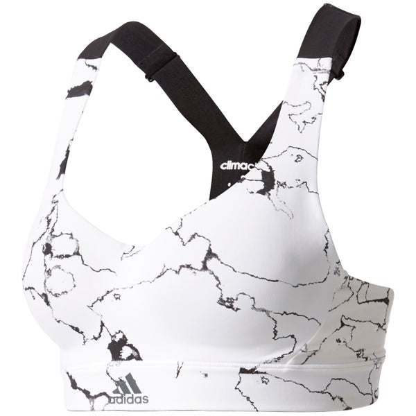 adidas Women's Climachill Marble High Support Sports Bra - White