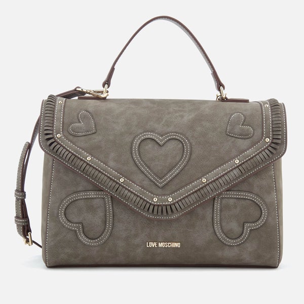 Love Moschino Women's Heart Applique Satchel Bag - Grey