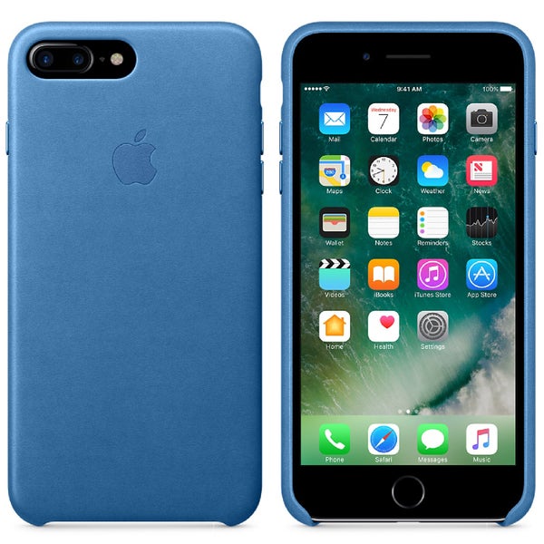 Étui en Cuir pour iPhone 7 Plus -Bleu Mer