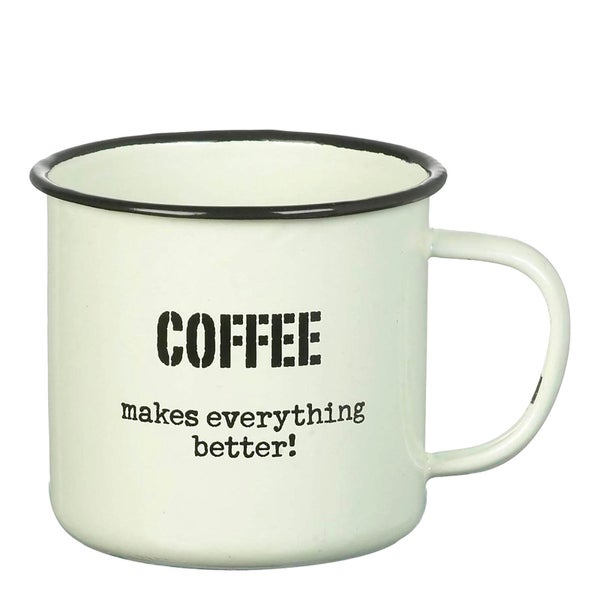 Parlane 'Coffee Better' Enamel Mug - White (8 x 9cm)