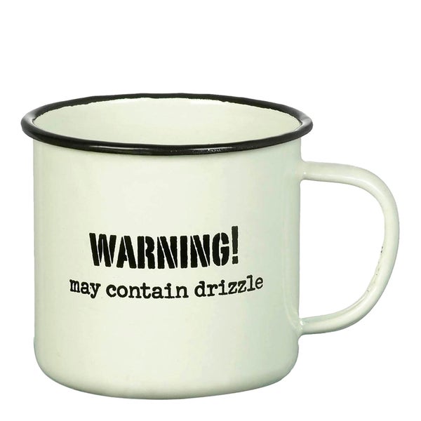 Parlane 'Warning Drizzle' Enamel Mug - White (8 x 9cm)