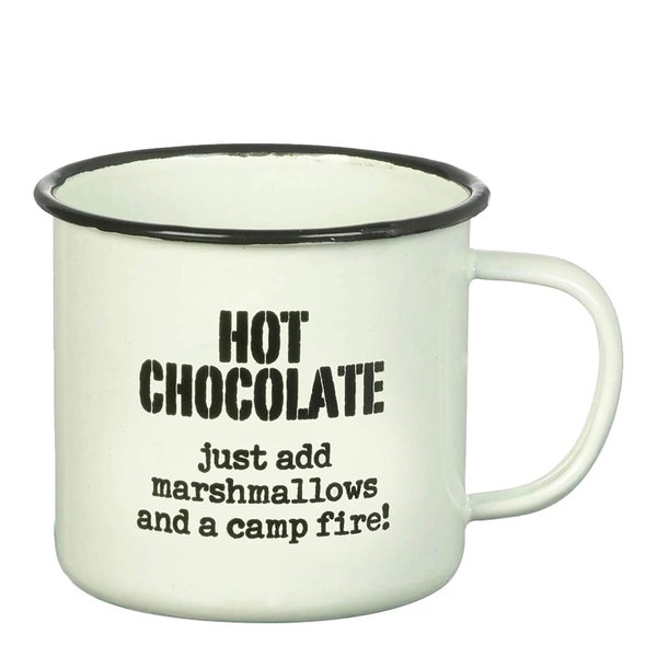 Parlane 'Hot Chocolate' Enamel Mug - White (8 x 9cm)