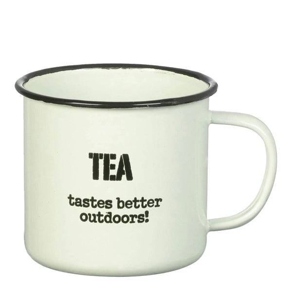 Parlane 'Tea Tastes' Enamel Mug - White (8 x 9cm)