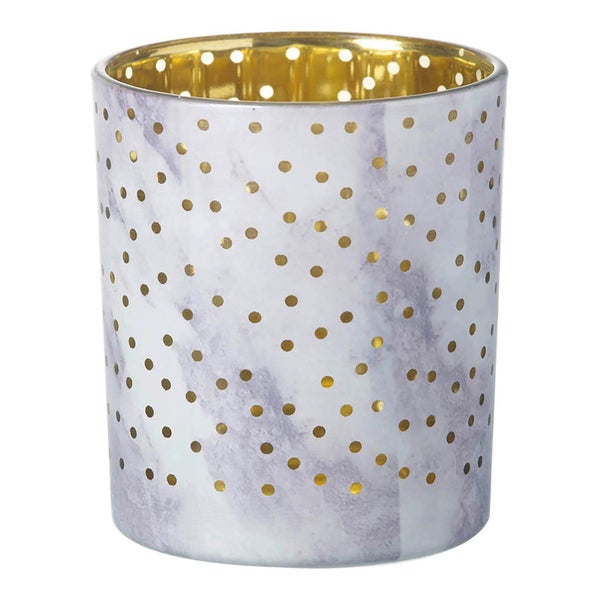 Parlane Stormy Glass Tealight Holder - White/Lilac/Gold (10cm)