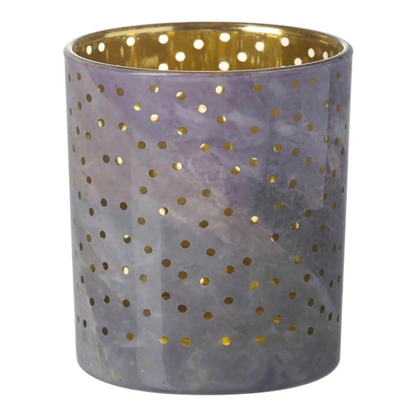 Parlane Stormy Glass Tealight Holder - Grey/Gold (10cm)