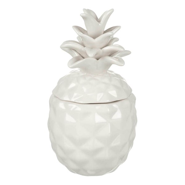 Parlane Pineapple Ceramic Storage Jar - White (16 x 8.5cm)