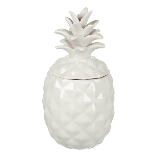 Parlane Pineapple Ceramic Storage Jar - White (20 x 10cm)
