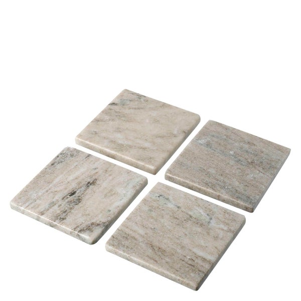 Parlane Set of 4 Square Marble Coasters - Beige (10cm)