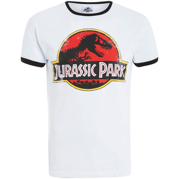 T-Shirt Classic Ringer Jurassic Park -Blanc