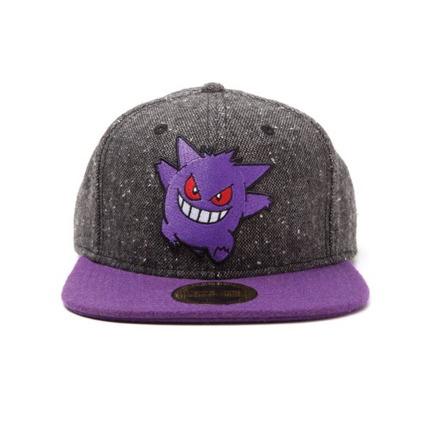 Pokémon Gengar Snapback Cap with Purple Bill - Grey