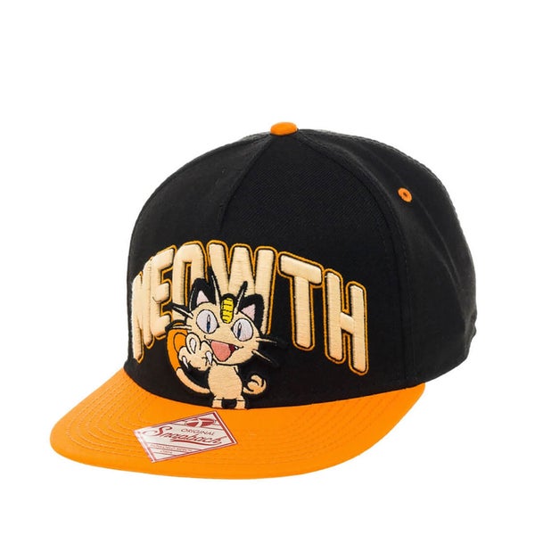 Pokémon Meowth Snapback Cap - Black/Orange