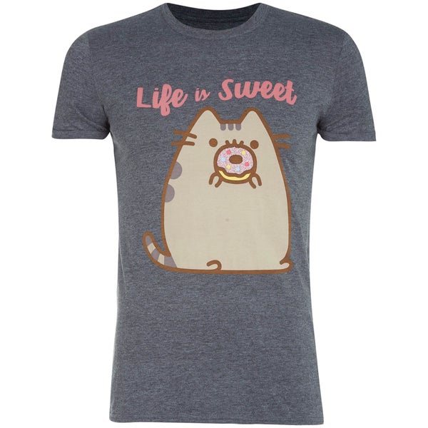 Pusheen Wo Life Is Sweet Männer T-Shirt - Grau