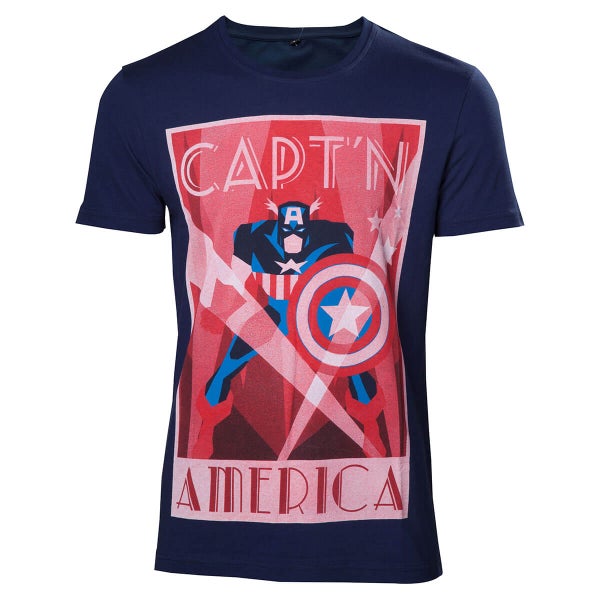 T-Shirt Homme Marvel Captain America - Bleu Marine
