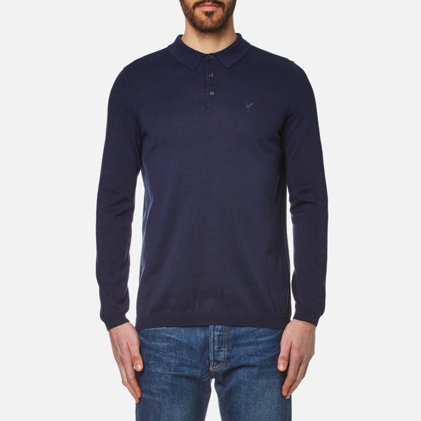 Lyle & Scott Men's Long Sleeve Mercerised Cotton Knitted Polo Shirt - Navy