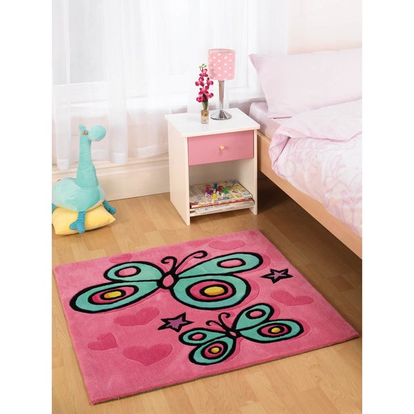Flair Kiddy Play Rug - Butterfly Pink (90X90)