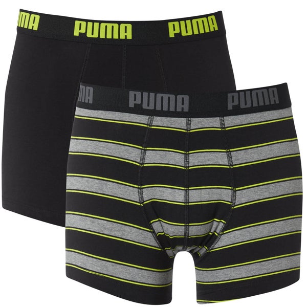 Puma Men's 2 Pack Rugby Striped Boxers - Black/Grey